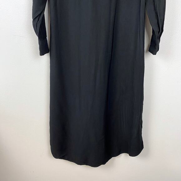 Loft Knot Front Midi Shirtdress Long Sleeve Button Down Tie Front Black Size 2 - Picture 10 of 13